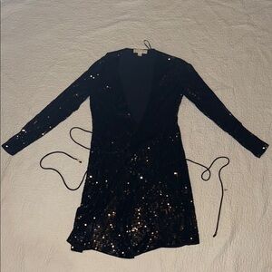 Michael Kors Black Sequin Long Sleeve Dress